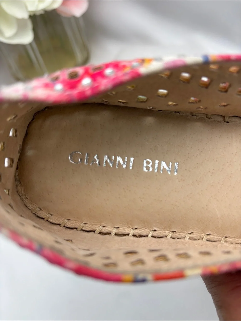 Gianni Bini Multicolor Floral‎ Rhinestone Espadrille Flats Women’s 8 #347